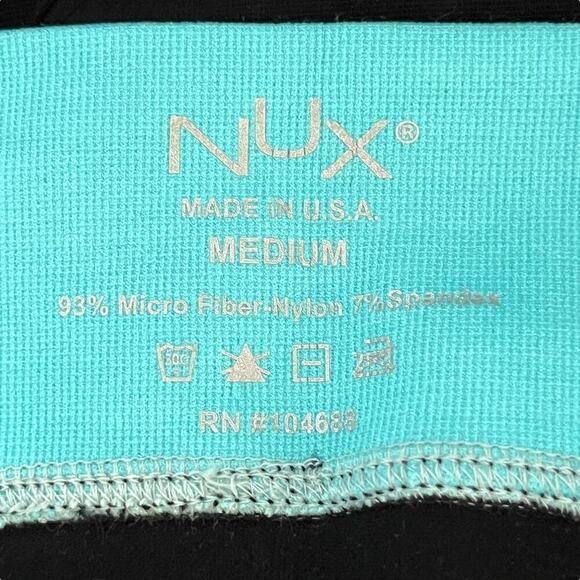 Nux Women's Shorts Size Medium Essence Color Block Aqua Black Activewear NWT - Picture 3 of 6